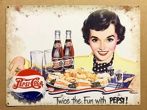Pepsi Cola Twice the Fun with Pepsi - Blechschild aus Metall - Bild 1 von 1