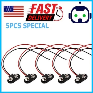 9V 15cm Battery Connector T Type Clip Plug Wire Cord Leads 9 Volt 5PCS - Picture 1 of 7