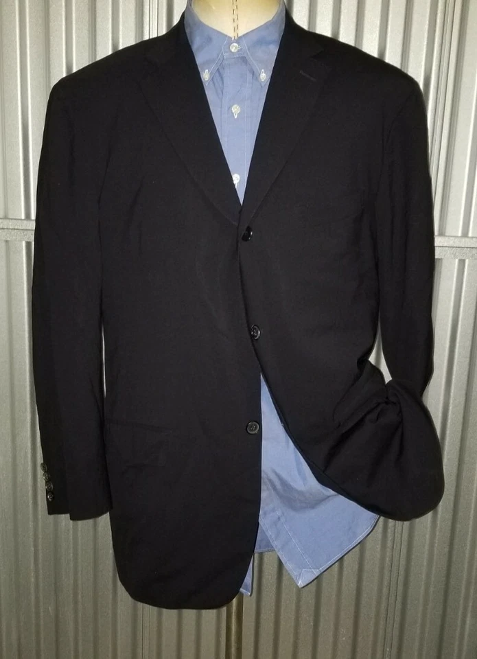 ISAIA Gianluca Super 120s Black Wool Blazer Jacket 54R 44R Coat - Image 1 of 4