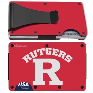 Rutgers Scarlet Knights Engraved Titanium Red RFID Blocking Wallet w Clip D7 - Picture 1 of 11