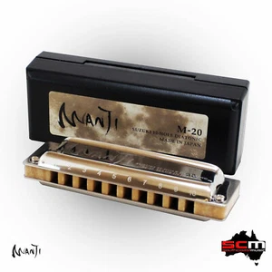 SUZUKI Harmonica Manji M20G PRO Diatonic 10 Hole 20 Reed Key of G Made in Japan - Foto 1 di 7