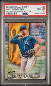 Whit Merrifield - 2021 Bowman's Best Gold Lava Refractor PSA 10 #28/75 - Picture 1 of 2