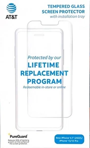 AT&T Tempered Glass Antimicrobial Screen Protector - iPhone 14/13/13 Pro - Picture 1 of 3