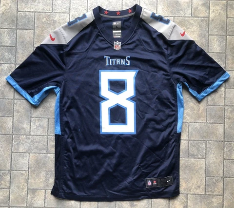Nike NFL On Field Jersey Size L Tennessee Titans Marcus Mariota #8 Blue RN 56323 Cover