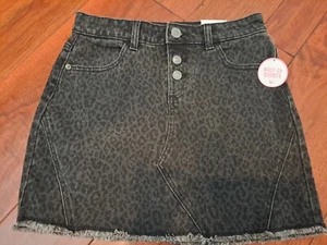 Justice Denim Skirt Size 14, Leopard Print In Dark Gray And Black NWT - Picture 1 of 3