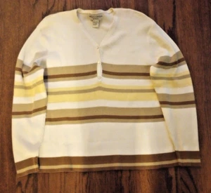 Suéter a rayas color crema y marrón Falls Creek para mujer talla 18 W - Imagen 1 de 4