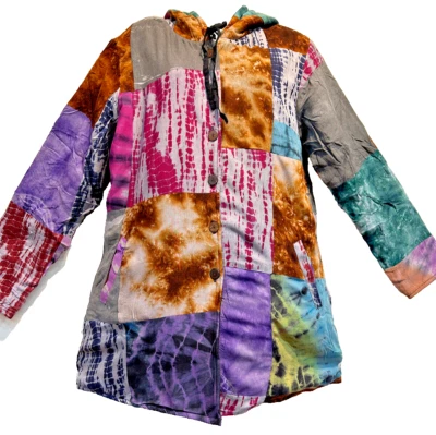 Nwt SACRED THREADS pocket patch rayon fleeced hooded JACKET COAT TOP L Free ship - Image 1 of 4