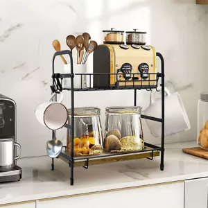 Große 2 Ebenen Kaffee Bar Station Aufbewahrung Regal Tassenhalter Regal Ablage Organizer - Bild 1 von 12