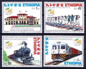 Etiopía 1998 MNH 4v, centenario ferroviario Etiopía-Djibouti, tren - Imagen 1 de 1