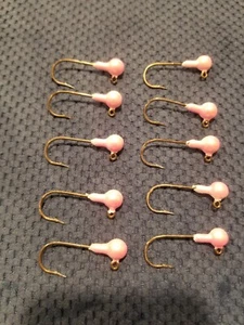 10 New 1/8 oz Steelhead Lil Corky Salmon Pearl Pink White Heavy Duty Hook 1/0 - Picture 1 of 4