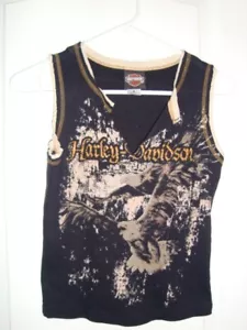 Harley Davidson Black/Beige/Brown Multi Tank Victorville California, Size Small - Picture 1 of 5