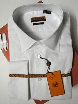 Camisa social masculina ENZO Itália REGULAR FIT listras brancas espinha de peixe punhos franceses  - Imagem 1 de 4