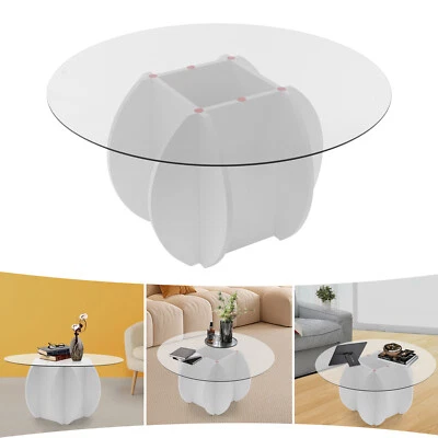 Mesa de centro moderna mesa de centro redonda de vidrio para sala de estar y oficina 40*80 cm Foto 1 de 4