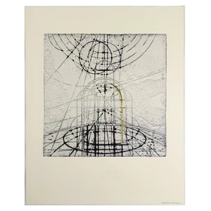 Walter Valentini Lithograph La Città Ideale Embossed Title Art Print Gold 11.75" - Picture 1 of 24