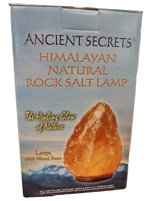 Himalayan Salt Lamp with Wood Base -- approx 6-8 lbs - emits negative ions - Image 1 of 3