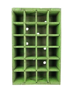 Antique Primitive Rustic Wood Bottle Crate Holds 24 Painted a Nice Green - Picture 1 of 8