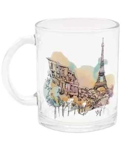 TMD HOLDINGS Tazze in vetro acquerello Sunset Paris 18 oz, set di 4 NUOVE - Foto 1 di 2