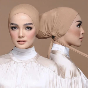 Pañuelo turbante hiyab musulmán tubo hueso capó interior sombrero ninja bufanda para la cabeza - Imagen 1 de 46