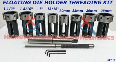 MT2 Lathe Tailstock Die Holder Set Floating Type 2MT Shank Threading Kit USA @ - Image 1 of 2