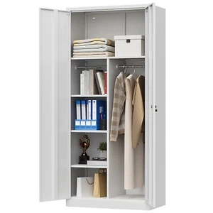 71'' Metal 2 Door Armoire Wardrobe Closet Storage Cabinet with Hanging Rod,Shelf - Picture 1 of 12