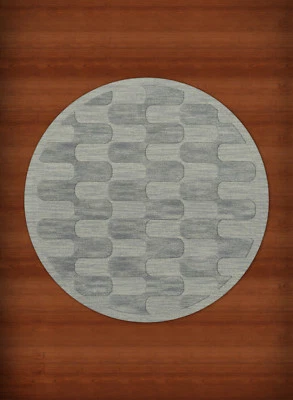 Blue Grid Waves Curves Blocks Transitional Area Rug Geometric DV9 - Image 1 of 2
