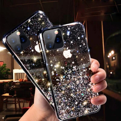 For iPhone 17 16 15 14 12 11 13 Pro Max Bling Glitter TPU Soft Clear Case Cover