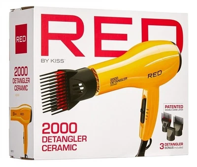 Red By Kiss 2000 Detangler Ceramic LTD 版黄色吹风机 3 个附件 — 第 1/2 张图片