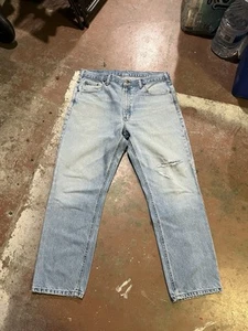 Carhartt Jeans B18 STW Mens 38x30 Straight Blue Light Wash Farmer Workwear - Picture 1 of 6