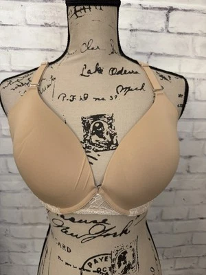 Soma Bra Size 34DDD Memorable Full Coverage Lace Trim Tan Underwire Racerback - Image 1 of 4