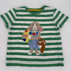 Camicia manica corta Mini Boden a righe coniglietto con applicazione uovo di Pasqua taglia 2-3 - Foto 1 di 6