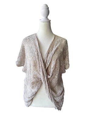 MOTH Anthropologie Льняной Хлопок Скрученный Передний Трикотажный Топ Бежевый Открытое Плетение M Италия - Изображение 1 из 4