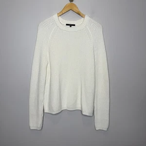 Quince Womens 100% Organic Cotton Fisherman Crew Chunky Knit Sweater Ivory M - Picture 1 of 7