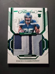 2023 Panini Flawless Zach Charbonnet Emerald Rookie RC Patch /5 Seahawks - Bild 1 von 2