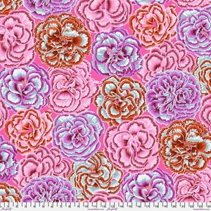 NEW! KAFFE FASSETT PHILIP JACOBS PICOTEE CARNATIONS PJ133 PINK FABRIC 1/2 YD - Picture 1 of 2