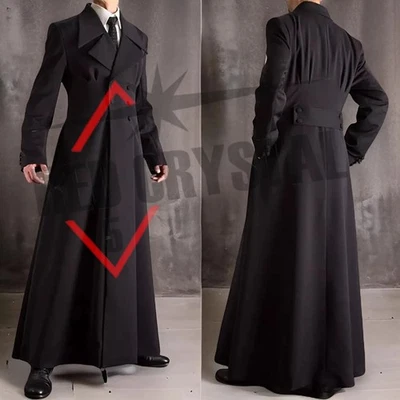 Nuevo Abrigo de Lana Gótico Para Hombre Doble Pecho Largo Trench Jacket Envío Rápido Foto 1 de 4