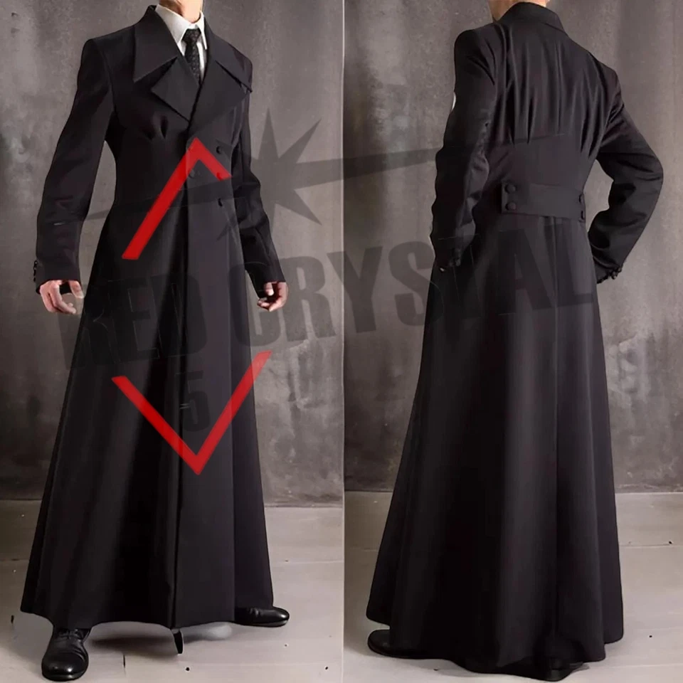 Nuevo Abrigo de Lana Gótico Para Hombre Doble Pecho Largo Trench Jacket Envío Rápido Foto 1 de 4