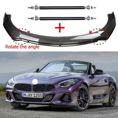Carbon Style For Z4 E85 E89 2003-2024 Gloss Front Bumper Lip + Strut Rods Foto 1 de 4
