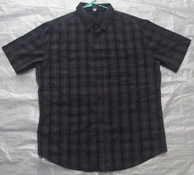 Tony Hawk Plaid Button Shirt Mens XXL Black Gray Short Sleeve - Image 1 of 4