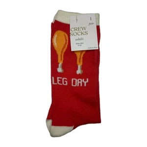 Crew Socks Leg Day 1 Pair - Chicken Legs Adult Shoe Size 6-12 Chicken Drum - Picture 1 of 5