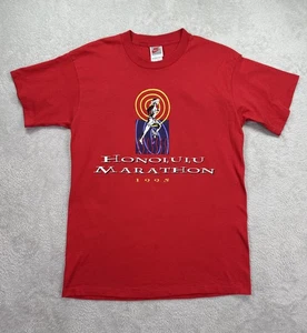 Vintage Honolulu Marathon Shirt Mens Large Red Nike Running Event Tee 1995 90s - Picture 1 of 10
