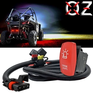 STROBE LIGHTS On/Off Red Rocker Switch Pulse Power Busbar Plug Wire Harness RZR - Picture 1 of 5