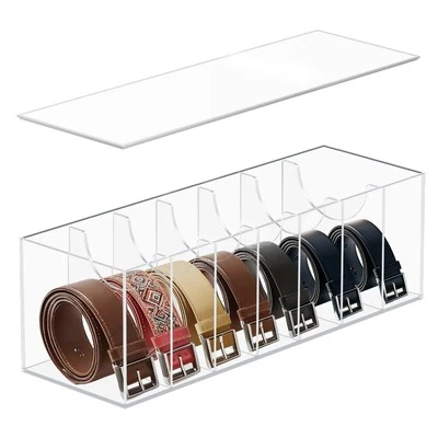 CLBDRESS Belt Organizer for Closet,Acrylic 7 Compartments Belt Case Storage Holder,Bel...