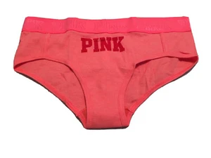 Slip hipster Victoria's Secret rosa logo cintura nuovo con etichetta taglia L logo corallo e rosso - Foto 1 di 2