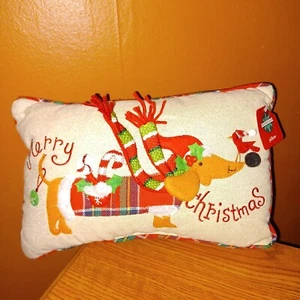 Dezember Home Weihnachtsdeko Kissen 9x13 3D Hund schimmernd, Karoborte, Vogel - Bild 1 von 6