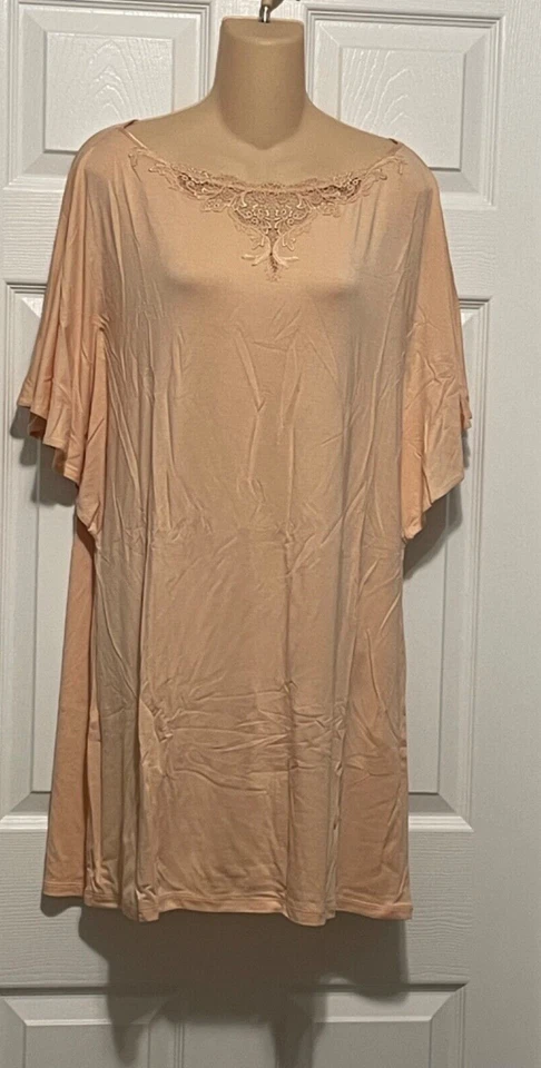 La Perla Primula M Short Nightgown Modal Jersey Peach Pink Drape Sleeves - Image 1 of 2