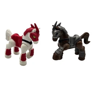 Fisher Price Imaginext 2 Knights Horses White & Brown Armored Horse Lot Pair - Picture 1 of 9