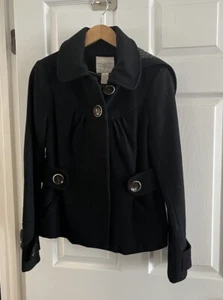 Anthropologie Idra Gidra Black Wool Jacket Blazer Coat - sz 4 - Picture 1 of 6