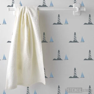 Lighthouse stencil, reusable wall stencils, not a sticker, DIY stencilling 10254 - Picture 1 of 3