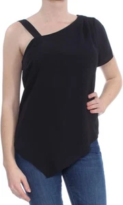 bar III Womens Asymmetrical Knit Blouse, Black, Small. - Picture 1 of 2
