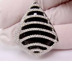 Estate 18k White Gold 1.53 ct Natural Diamond 20 ct Onyx Pendant G SI 10 Grams - Picture 1 of 4